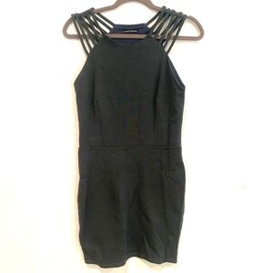 DONNA MIZANI GRAY SLEEVELESS BODYCON MINI DRESS WITH STRAPPY NECK SIZE LARGE